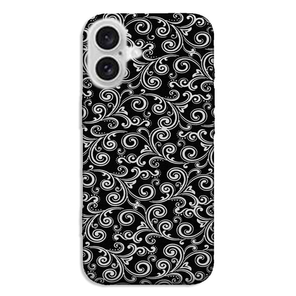 Coque iPhone 16 Black and white swirls
