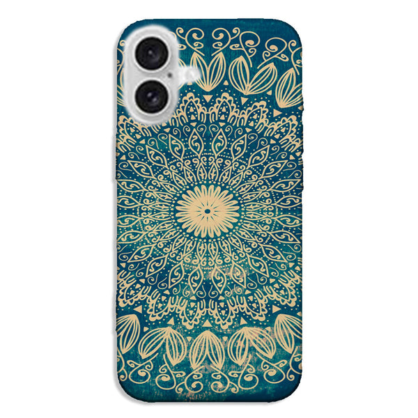 Coque pour iPhone 16 Blue organic boho mandala