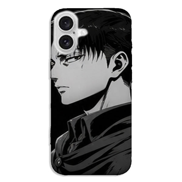 Coque Levi Ackerman Portrait Noir et Blanc Attaque des Titans - coque silicone manga iPhone Samsung