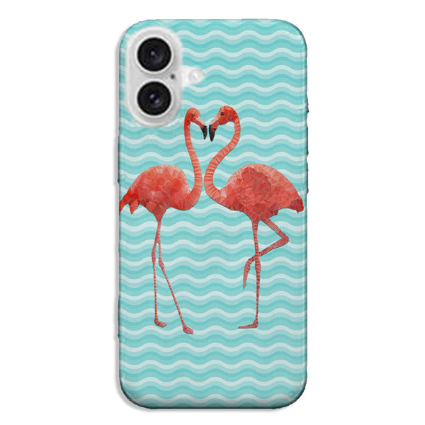 Coque pour iPhone 16 Flamingo love