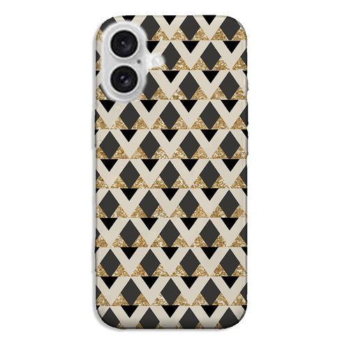 Coque pour iPhone 16 Glitter triangles in gold black and nude