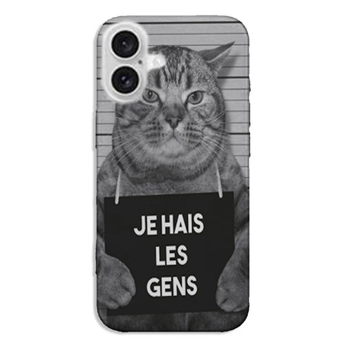 Coque iPhone 16 I hate People Jail Cat