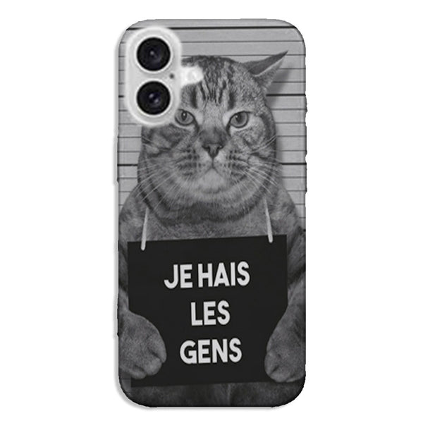 Coque iPhone 16 I hate People Jail Cat
