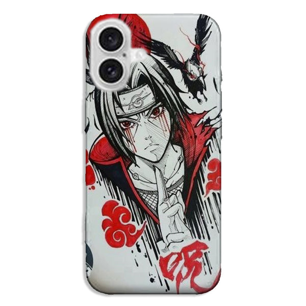 Coque iPhone 16 itachi blood eyes raven akatsuki