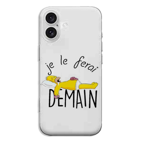Coque iPhone 16 Je le Ferai demain Homer Donuts