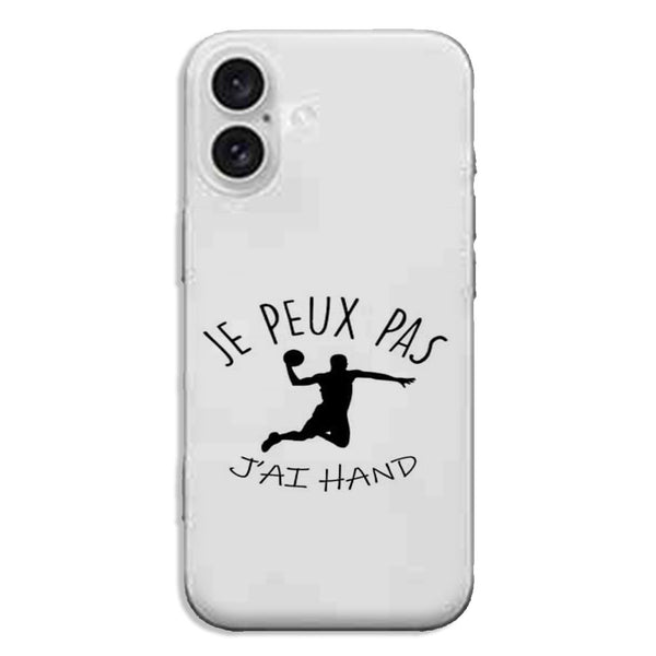 Coque silicone iPhone 16 Je peux pas j'ai Handball