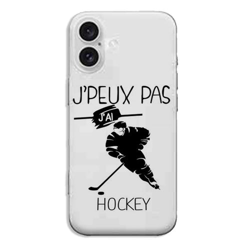 Coque iPhone 16 Je peux pas j'ai Hockey Sur Glace