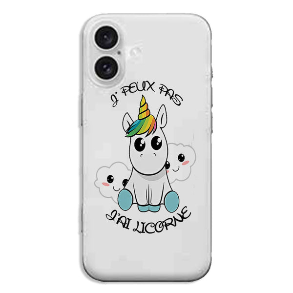 Coque iPhone 16 Je Peux pas j'ai Licorne