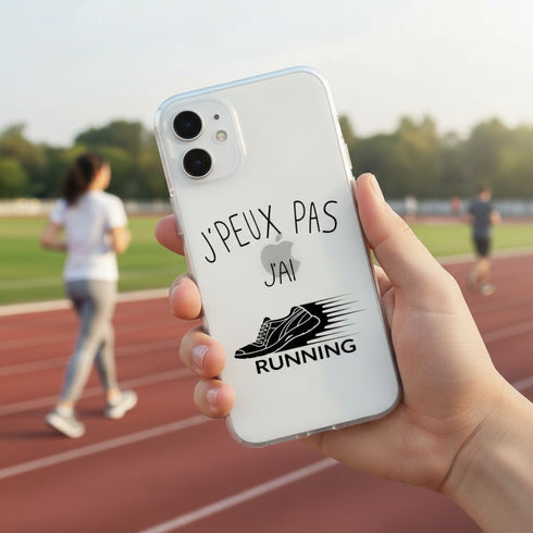 Je peux pas j'ai Running, coque silicone renforcée pour iPhone 16