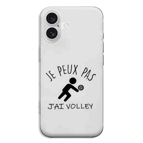Coque protection Telephone iPhone 16 Je Peux pas j'ai Volleyball