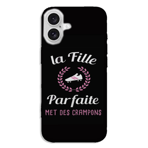 Coque de protection pour portable iPhone 16 La fille parfaite met des crampons footballeuse