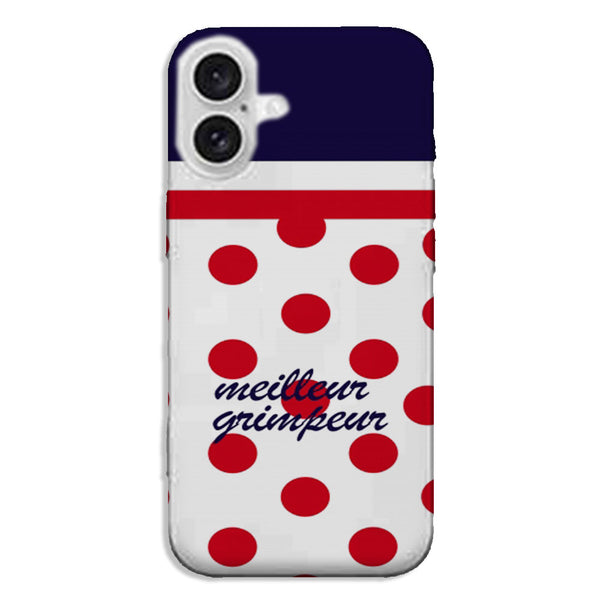 Coque portable incassable iPhone 16 Meilleur Grimpeur Pois rouge