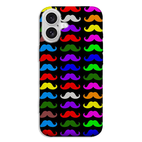 Coque iPhone 16 Moustaches Multicouleurs