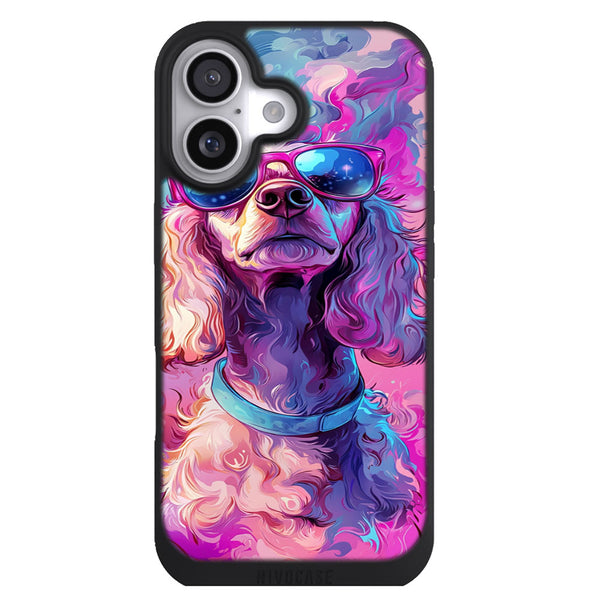 Coque iPhone 17 Chien Caniche en coiffure disco rétro - MaCoquePerso