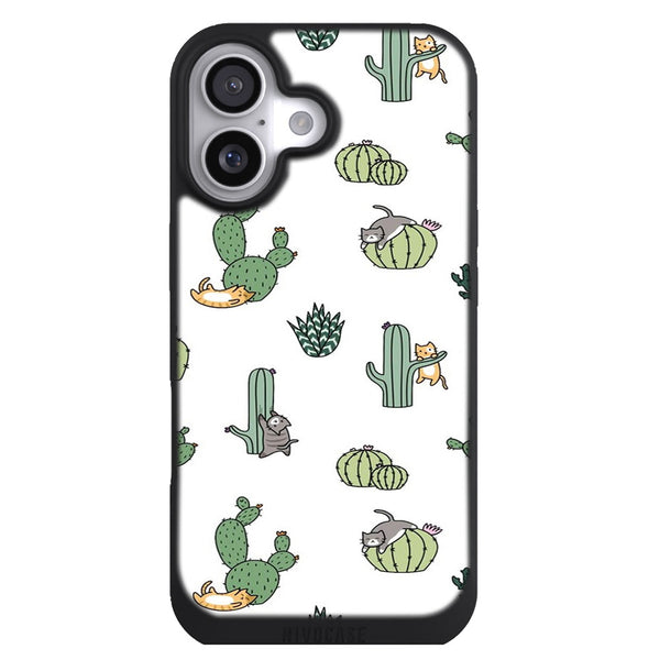 Coque iPhone 17 Aesthetic Chats Cactus - MaCoquePerso