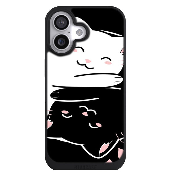 Coque iPhone 17 Animaux Chats Kawaii Yin et Yang - MaCoquePerso