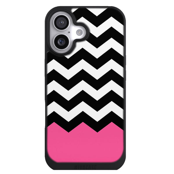 Coque iPhone 17 Aesthetic Chevrons et rose - MaCoquePerso
