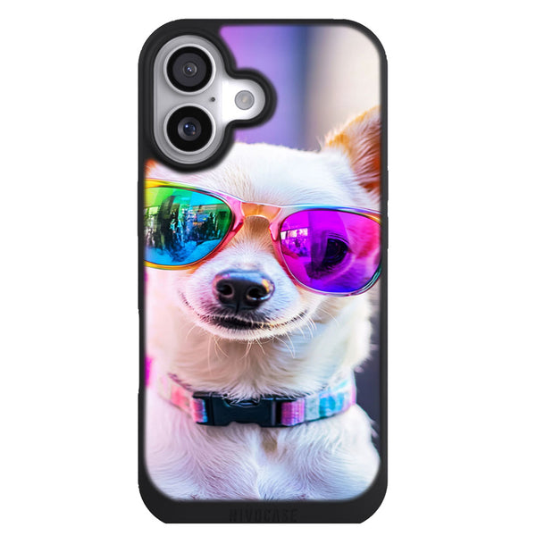 Coque iPhone 17 Chien Chihuahua stylisé avec des lunettes géantes - MaCoquePerso