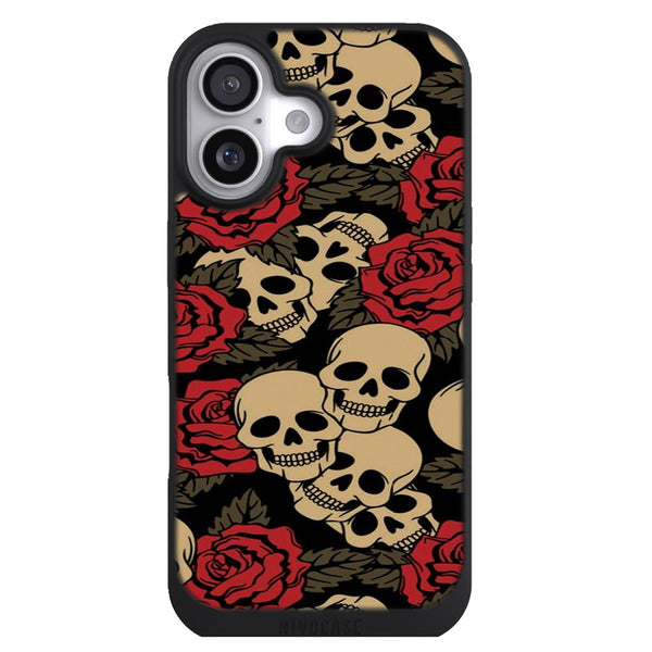 Coque iPhone 17 Aesthetic Crânes et roses - MaCoquePerso