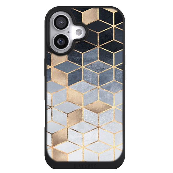 Coque iPhone 17 Aesthetic Cubes dégradés bleus mous - MaCoquePerso