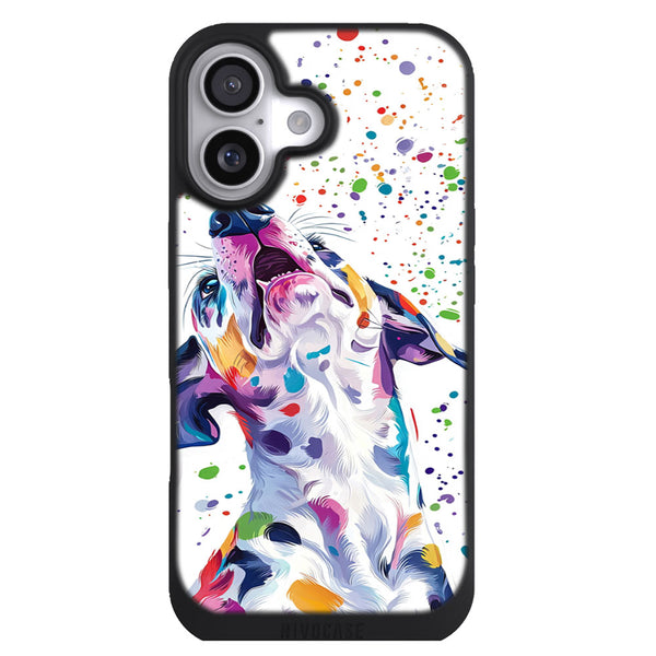 Coque iPhone 17 Chien Dalmatien abstrait taches couleurs - MaCoquePerso
