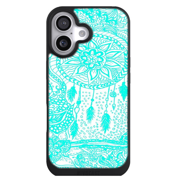 Coque iPhone 17 Adolescent Doodles floraux de dreamcatcher turquoise Hipster - MaCoquePerso