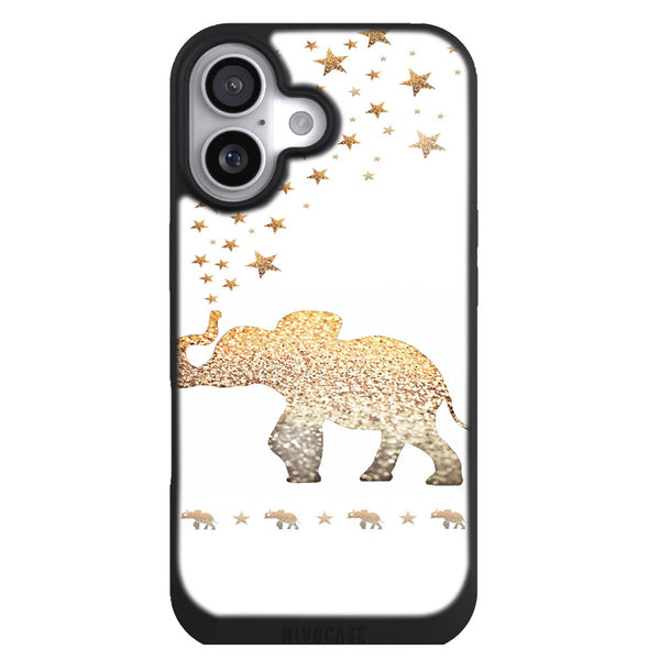Coque iPhone 17 Animaux Gatsby gold glitter elephant - MaCoquePerso