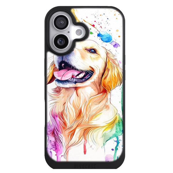 Coque iPhone 17 Chien Golden Retriever souriant en aquarelle joyeuse - MaCoquePerso