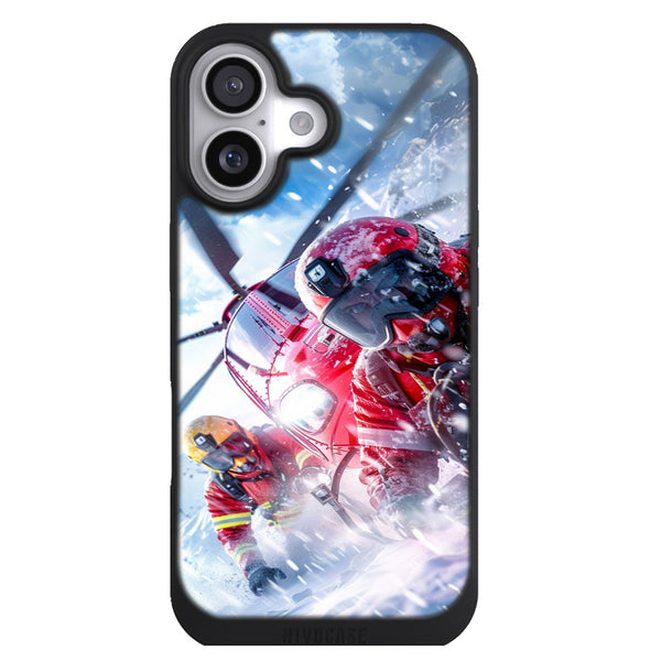 Coque iPhone 17 Pompier Intervention Pompier Secours En Montagne HDR & Surréaliste - MaCoquePerso