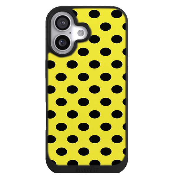 Coque iPhone 17 Aesthetic Jaune Pois Noir - MaCoquePerso