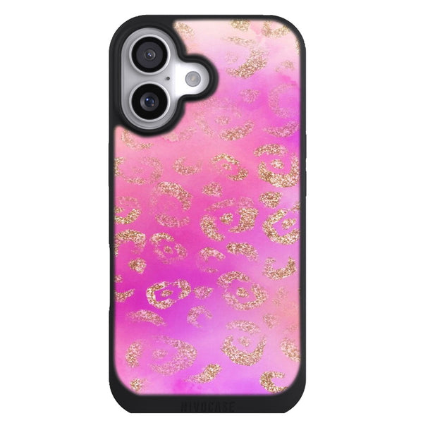 Coque iPhone 17 Adolescent Jolies taches de léopard rose, orange et or grunge - MaCoquePerso