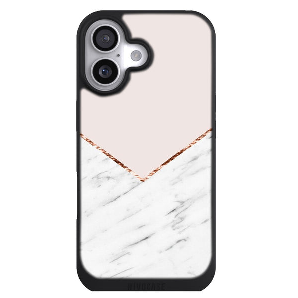 Coque iPhone 17 Aesthetic Marbre géométrique pivoine blush - MaCoquePerso