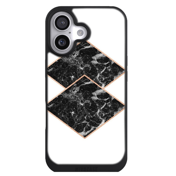 Coque iPhone 17 Aesthetic Marbre noir diamant or rose dore - MaCoquePerso