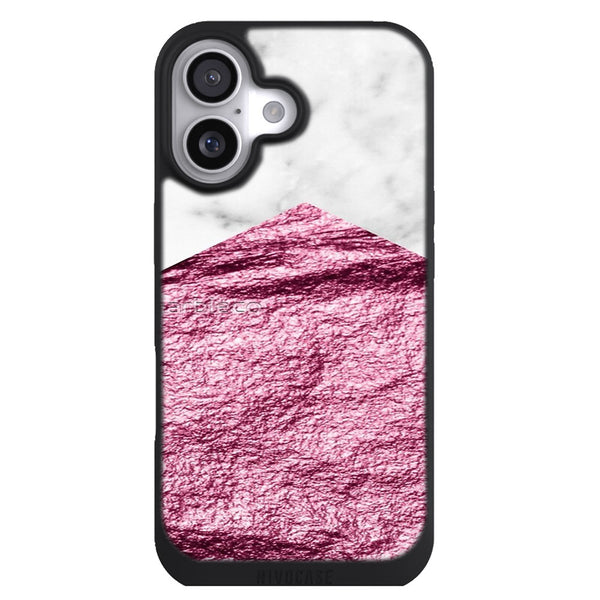 Coque iPhone 17 Aesthetic Marbre or rose magenta - MaCoquePerso