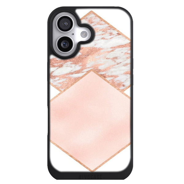 Coque iPhone 17 Aesthetic Marbre rose or rose blush doux - MaCoquePerso