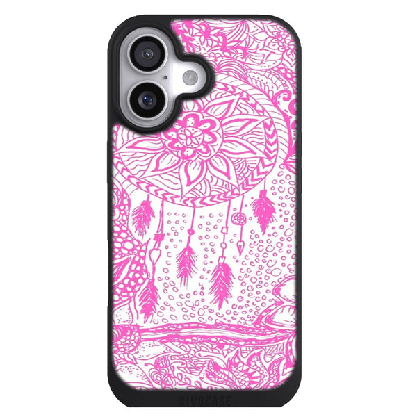 Coque iPhone 17 Adolescent Modèle de doodles floral hipster rose dreamcatcher - MaCoquePerso