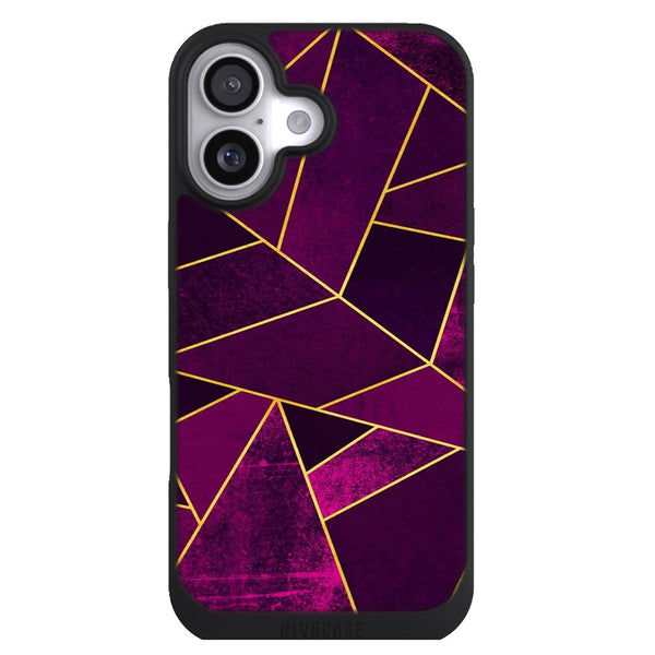 Coque iPhone 17 Aesthetic Purple Stone Lignes d'or - MaCoquePerso