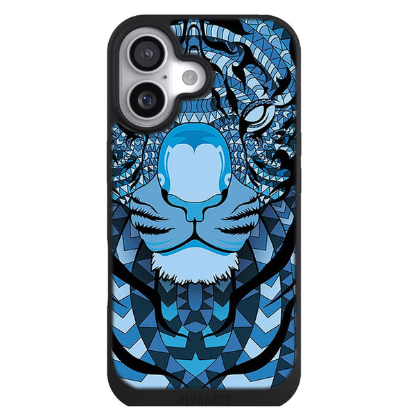 Coque iPhone 17 Animaux Tigre bleu aztec - MaCoquePerso