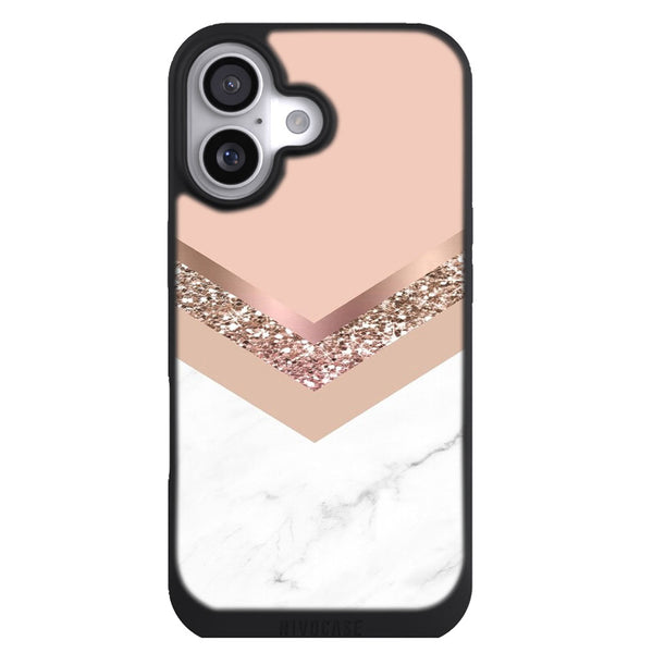 Coque iPhone 17 Aesthetic Triangle en or rose et marbre - MaCoquePerso