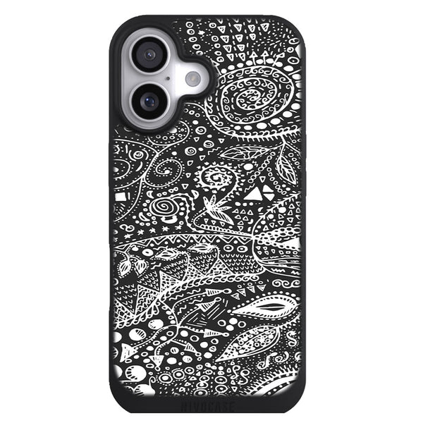 Coque iPhone 17 Aesthetic aztec bw handmade - MaCoquePerso