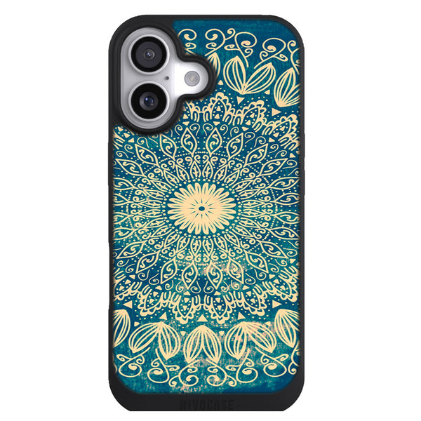 Coque iPhone 17 Aesthetic blue organic boho mandala - MaCoquePerso