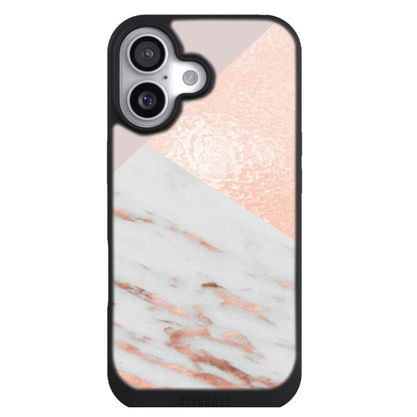 Coque iPhone 17 Aesthetic feuille d'or rose et un taupe doux - MaCoquePerso