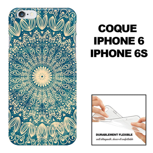 Blue Organic Mandala, Coque iPhone 6