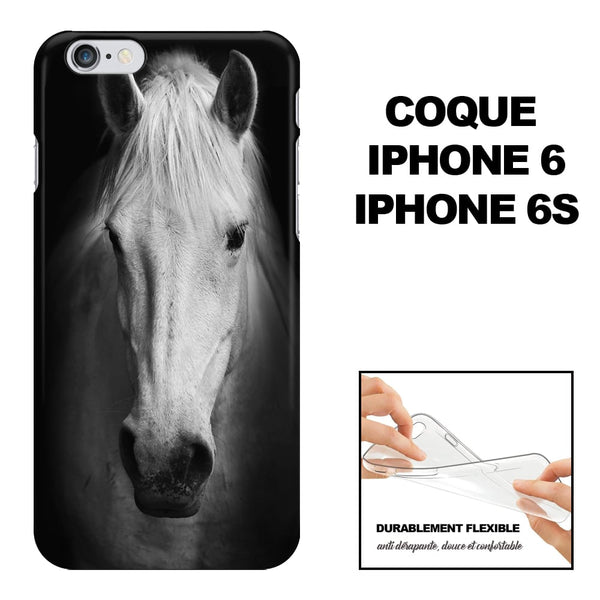 Achat Coque portable iPhone 6 Cheval N&B