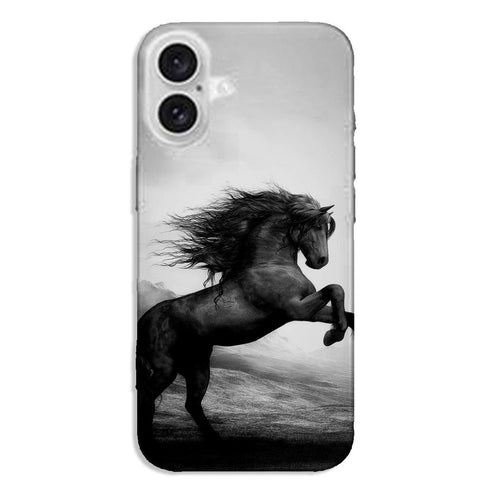 Coque iPhone Cheval Cabre Noir et Blanc dessin