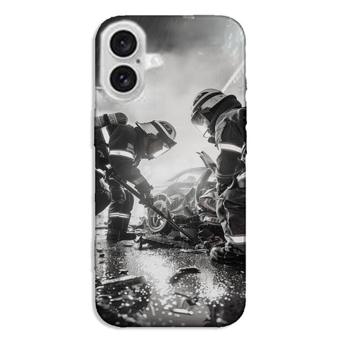 Coque iPhone INTERVENTION POMPIER ACCIDENT ROUTIER STYLE NOIR ET BLANC - MaCoquePerso
