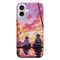 Coque iPhone Naruto et Sasuke enfant sous le coucher de soleil - MaCoquePerso