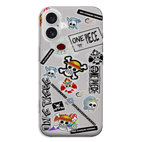 Coque iPhone One Piece Patchwork Logo - MaCoquePerso