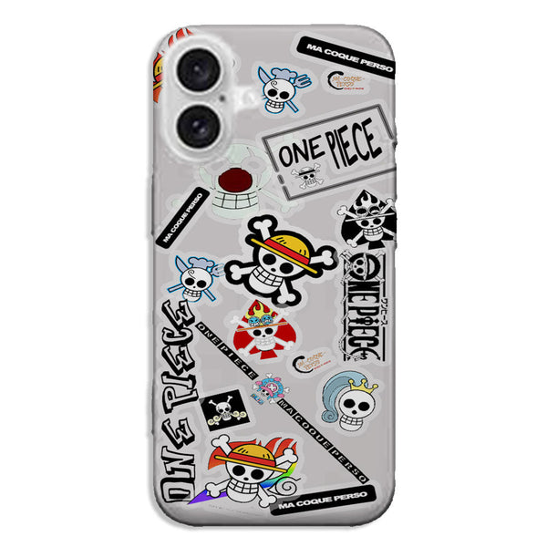 Coque iPhone One Piece Patchwork Logo - MaCoquePerso