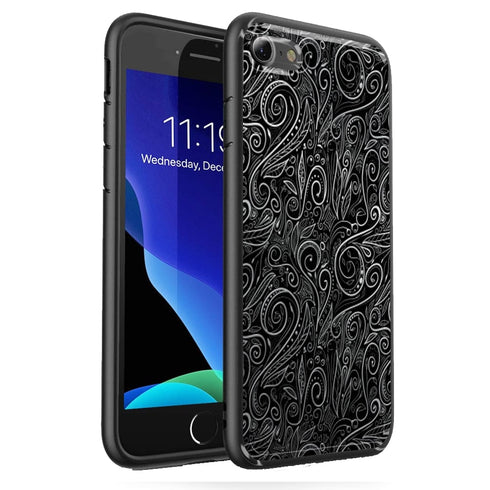 Coque Black Silver Damasks iPhone SE 2020 | Housse One Piece MaCoquePerso